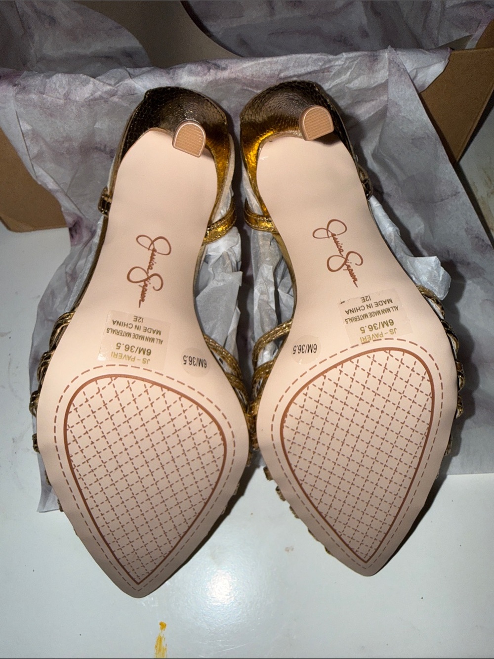 Jessica Simpson Gold Strappy High Heel Sandals for Women - Picture 3 of 4